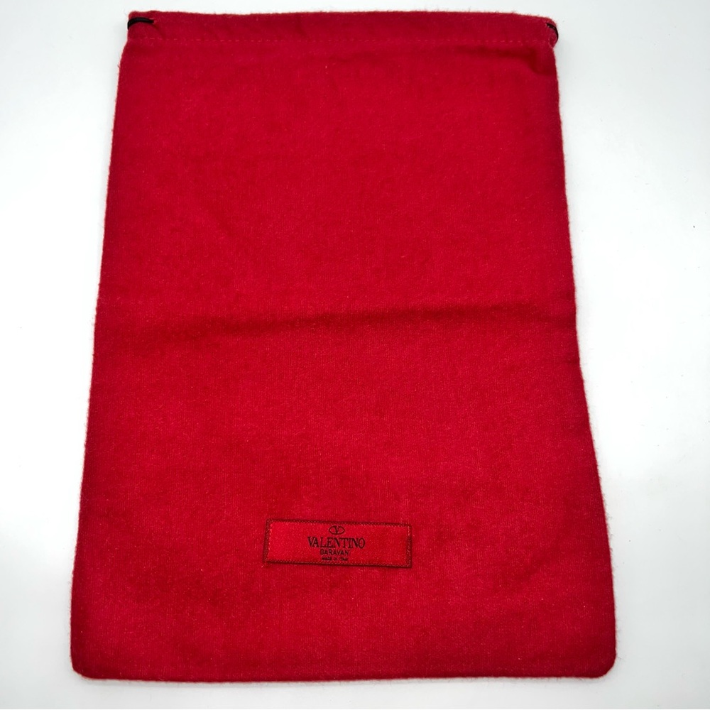 Valentino Authentic Dark Red Cotton Dust Bag w/Red Logo Label & Black Drawstring